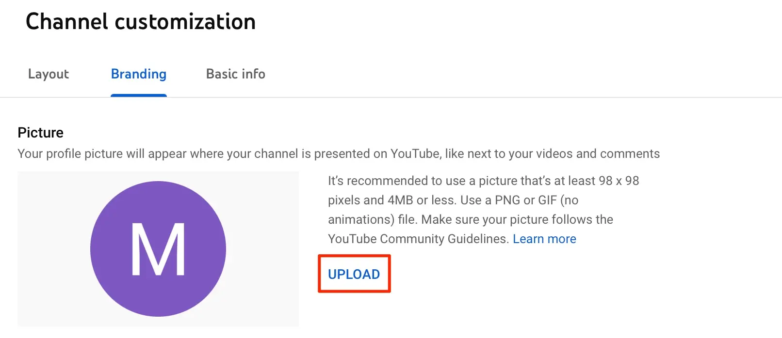 Add YouTube Channel Icon