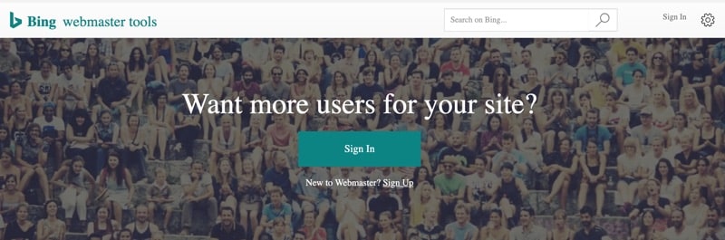 Bing Webmaster Tools Sign Up