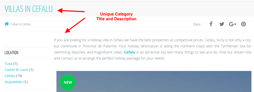 Destination Pages SEO Example