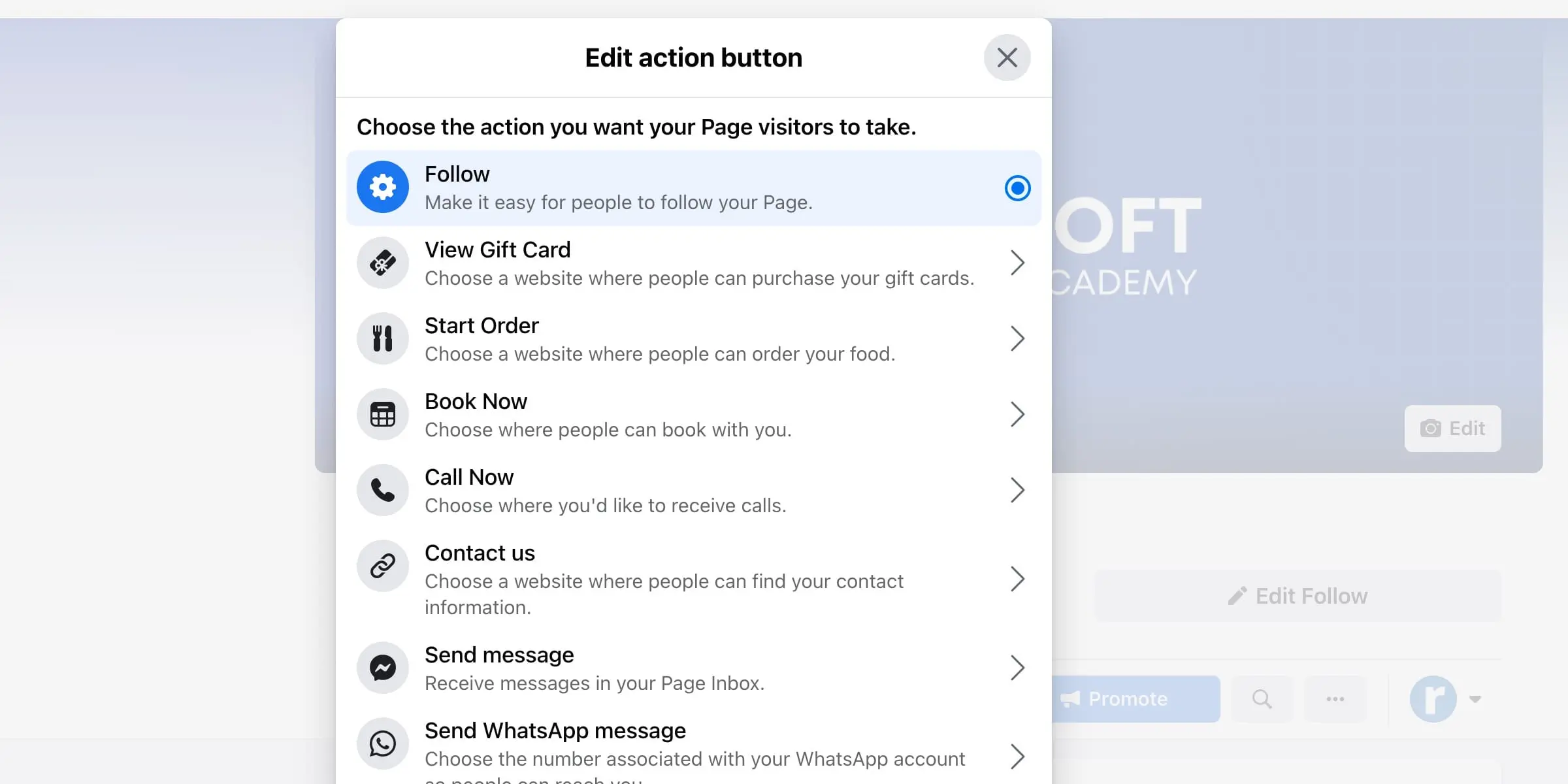 edit call to action button