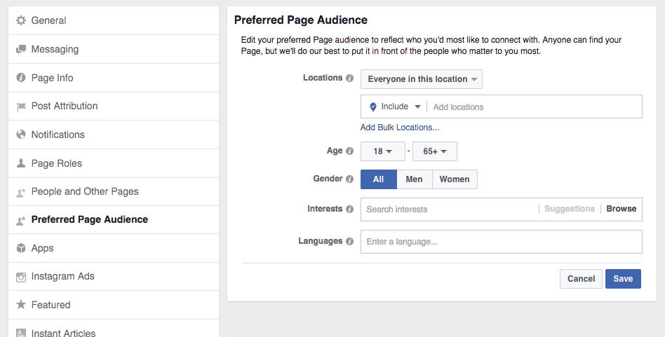 Facebook Preferred Page Audience