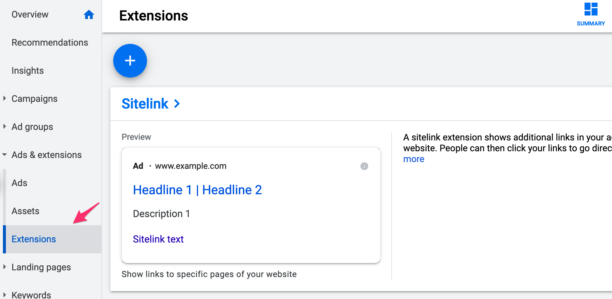 Ad Extensions Option