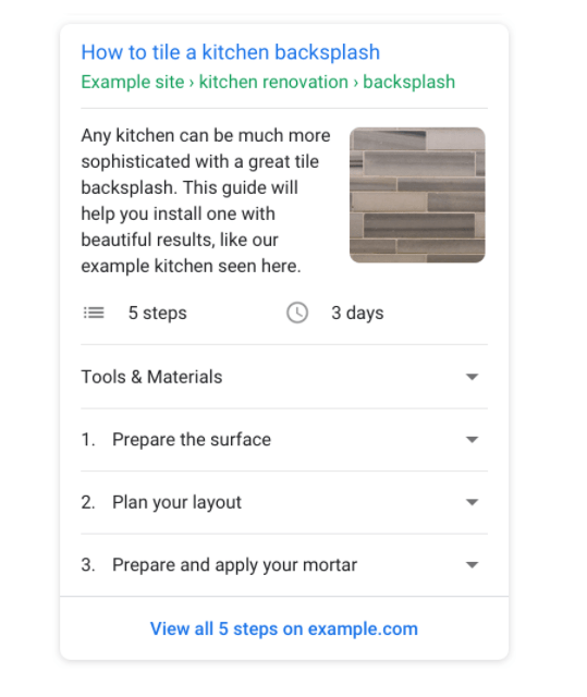 Google HOW-TO Schema Example