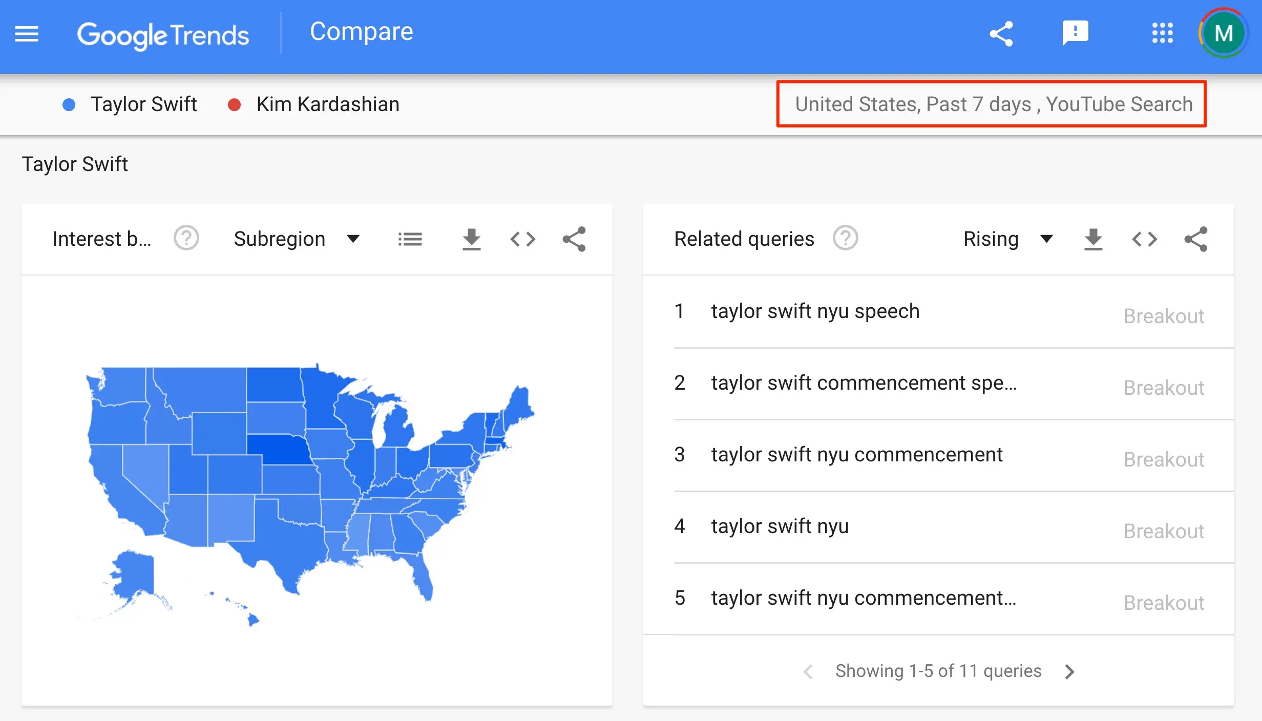 Find trending YouTube keywords with Google Trends