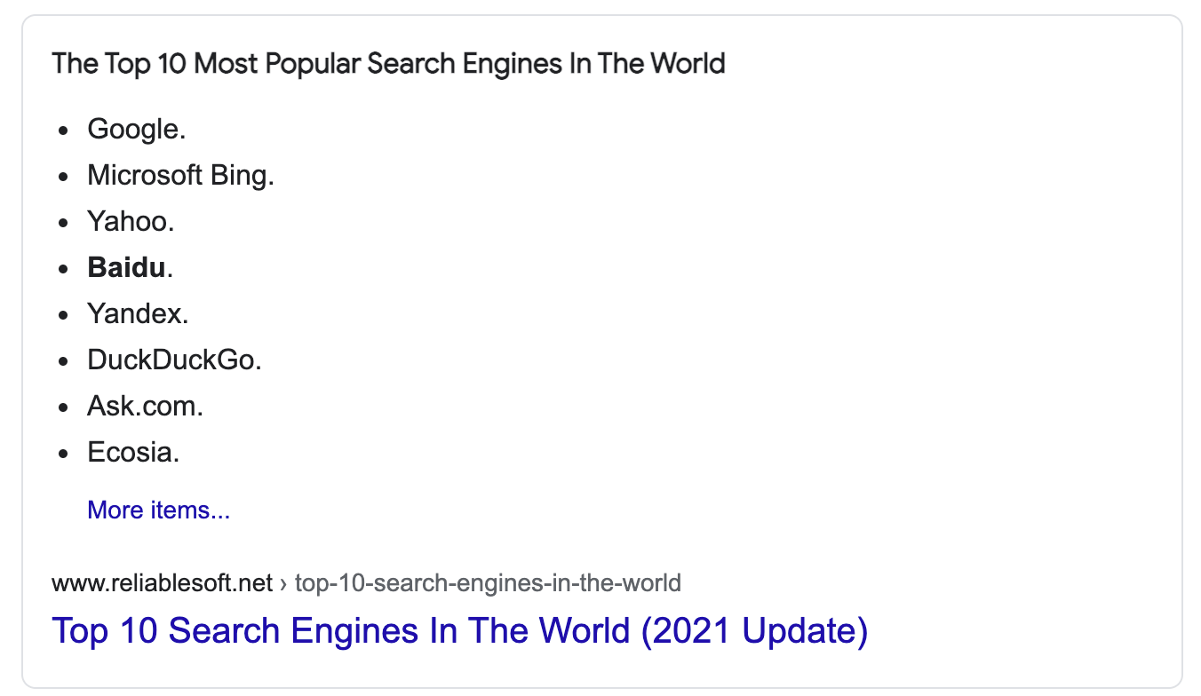 Example of a Listicle in Google Search Results