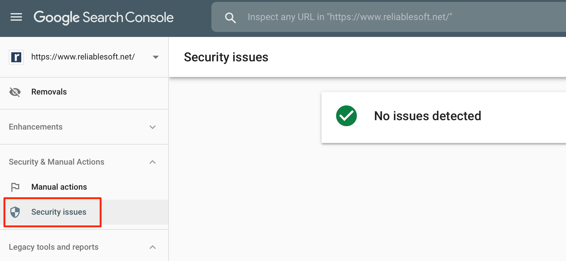 Security Issues Report - Google Search Console