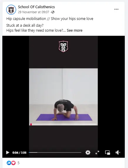 Video tutorial from the School of Calisthenics’ Facebook account