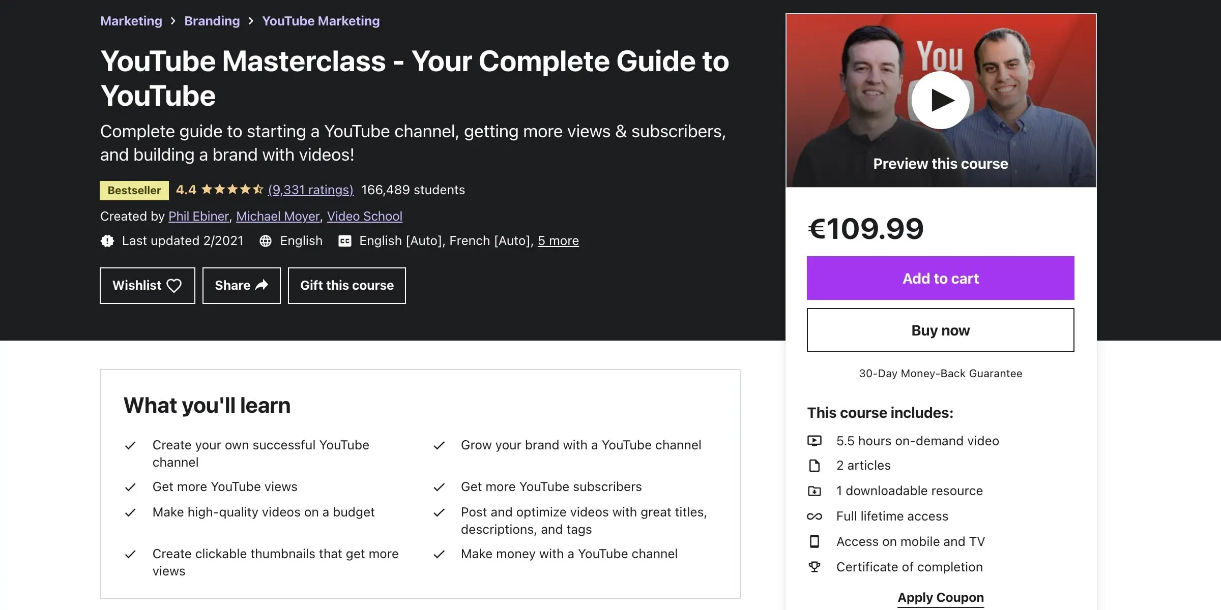 YouTube MasterClass Course